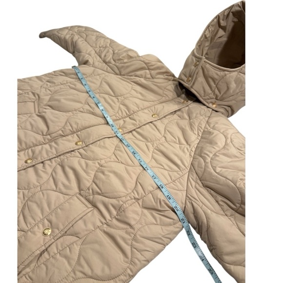 J. Crew Khaki Long Signature Puffer Barn Corduroy Collar Lightweight Warm NEW - Picture 10 of 15